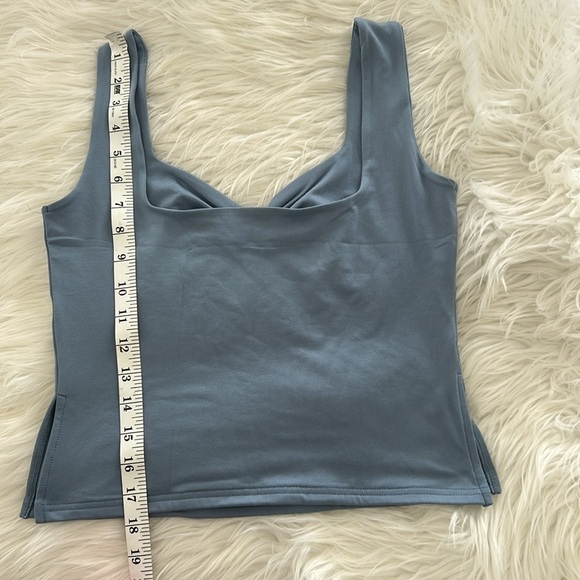 Eiffelt Blue Ruched Crop Tank Top Size Medium Sweetheart Neckline Y2K - Picture 4 of 9